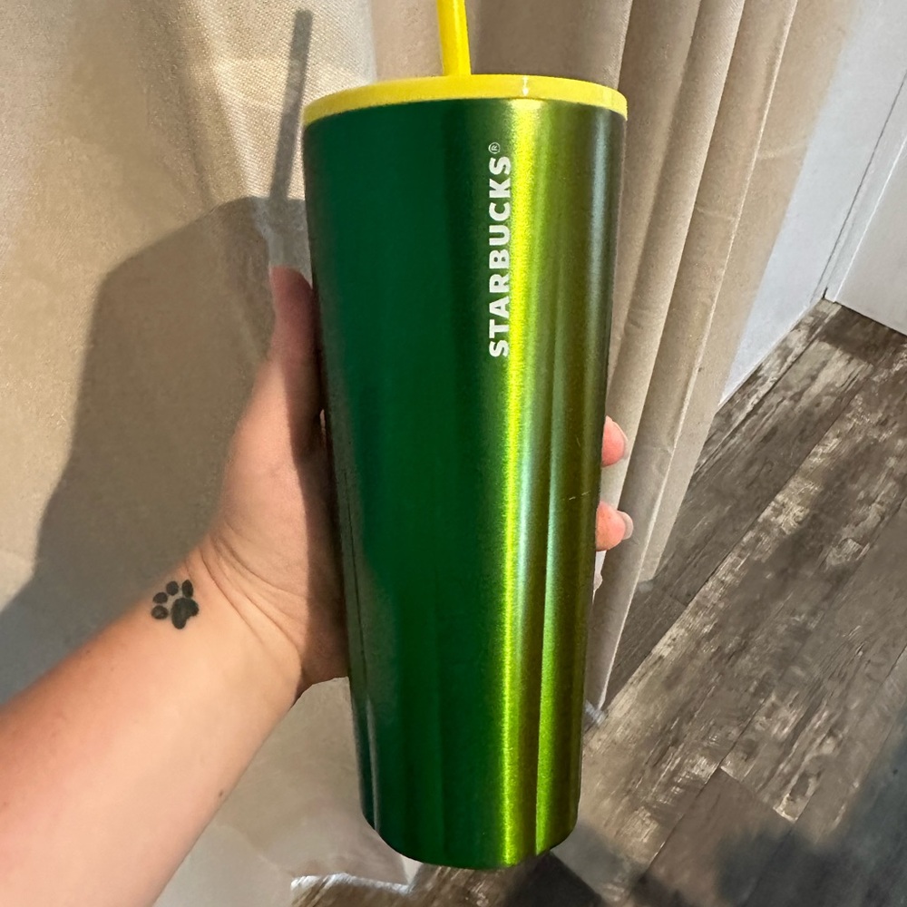 2022 dual lime green Starbucks tumbler